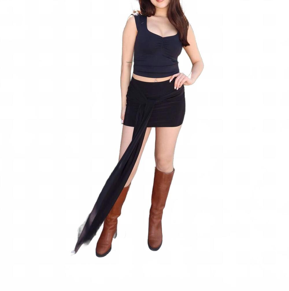 NEW TRESSER sasha wrap mini skirt in black